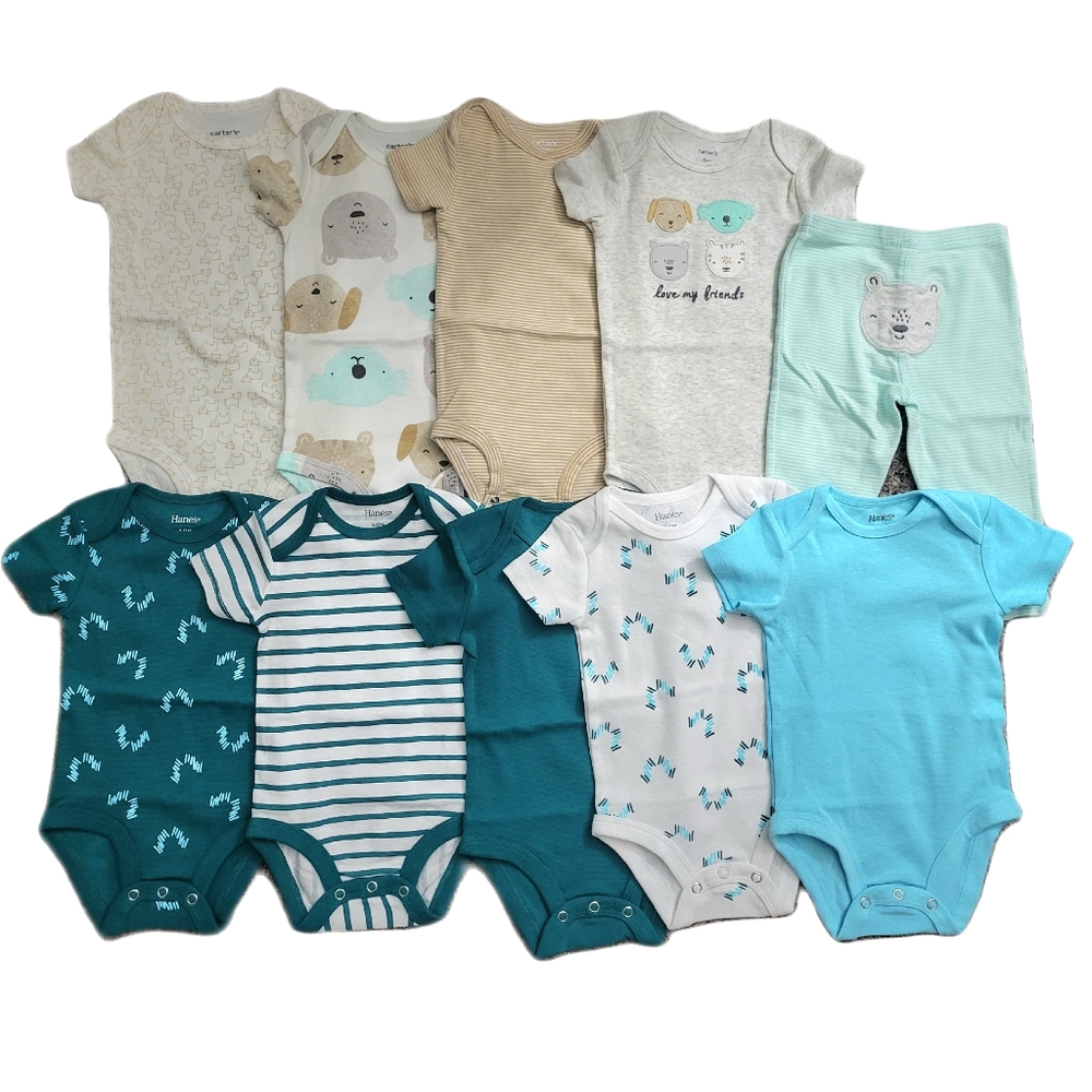 10 Item Teal Onesie Bundle NWOT